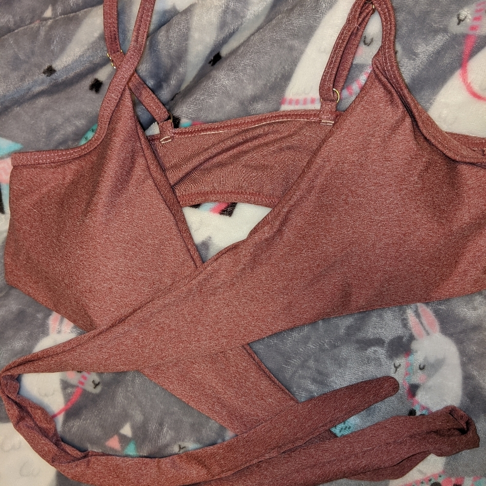 Crisscross swimsuit with shorts bottoms